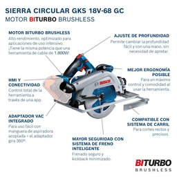 Serra Circular Bosch GKS 18V-68GC Sem carregador e Baterias - 10