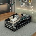 Ver imagem 3 de Cama Infantil Solteiro Caminhonete Raam Preta Mdf/mdp Resistente