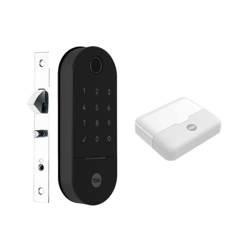Combo Fechadura Digital Lia Bp Porta de Correr Preta Fosca