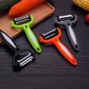 Ver imagem 6 de Descascador Legumes Frutas 3 Tipos Lâminas Descascar Fatiar Cortar Aço Inox Serrilhada Afiado Clink 