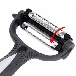Descascador Legumes Frutas 3 Tipos Lâminas Descascar Fatiar Cortar Aço Inox Serrilhada Afiado Clink  - 2