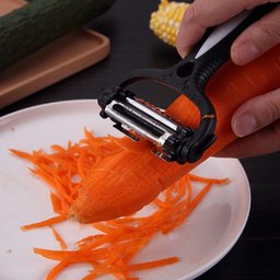 Descascador Legumes Frutas 3 Tipos Lâminas Descascar Fatiar Cortar Aço Inox Serrilhada Afiado Clink  - 4