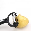 Ver imagem 3 de Descascador Legumes Frutas 3 Tipos Lâminas Descascar Fatiar Cortar Aço Inox Serrilhada Afiado Clink 