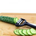 Ver imagem 5 de Descascador Legumes Frutas 3 Tipos Lâminas Descascar Fatiar Cortar Aço Inox Serrilhada Afiado Clink 