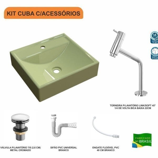 Kit Cuba Q39 com Torneira Pratika 1060 Metal e Válvula Click 1"G Sifão PVC e Flexível Compace - 3