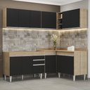 Ver imagem 2 de Armário de Cozinha Modulado de Canto 6 Peças Cp28 Balcão sem Tampo Castanho/preto - Lumil Lumil Móve