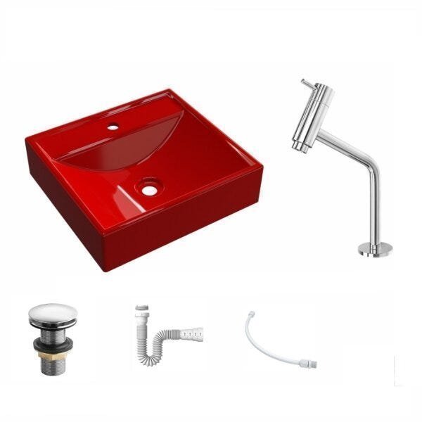 Kit Cuba Q39 com Torneira Pratika 1060 Metal e Válvula Click 1"G Sifão PVC e Flexível Compace - 2