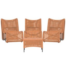 3 Poltronas e Mesa Texas em Alumínio Pintura Preta Corda Náutica Trama Original - 1