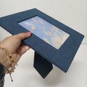 Ver imagem 2 de Porta-Retrato de Chenile Azul 30.0x25.0x1.0cm Foto Mesa Decoração Sala Presente
