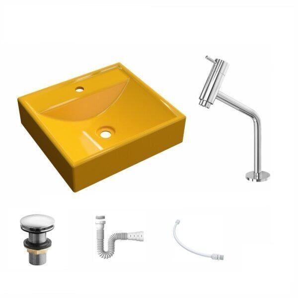 Kit Cuba Q39 com Torneira Pratika 1060 Metal e Válvula Click 1 Pol. 1/2 Sifão PVC e Flexível Compace - 2