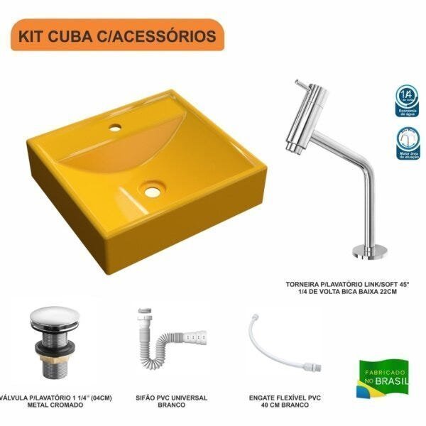 Kit Cuba Q39 com Torneira Pratika 1060 Metal e Válvula Click 1 Pol. 1/2 Sifão PVC e Flexível Compace - 3