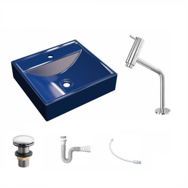 Kit Cuba Q39 com Torneira Pratika 1060 Metal e Válvula Click 1 Pol. 1/2 Sifão PVC e Flexível Compace - 2