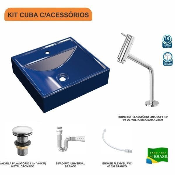 Kit Cuba Q39 com Torneira Pratika 1060 Metal e Válvula Click 1 Pol. 1/2 Sifão PVC e Flexível Compace - 3