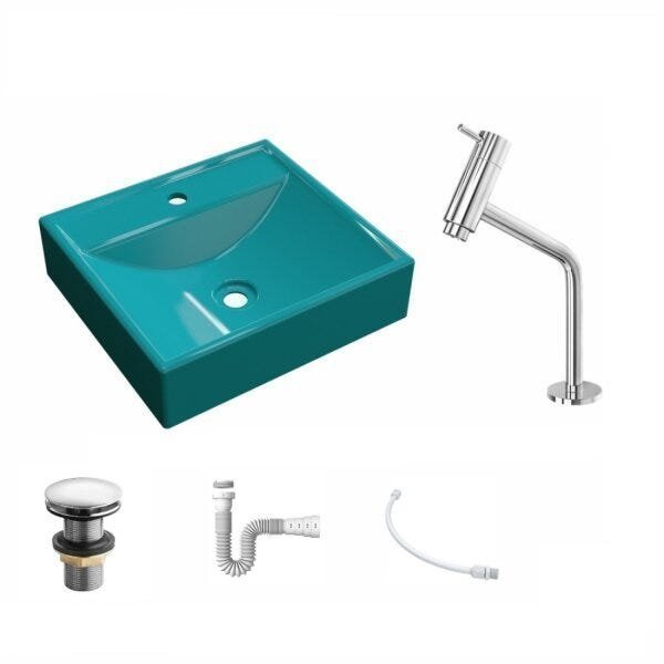 Kit Cuba Q39 com Torneira Pratika 1060 Metal e Válvula Click 1 Pol. 1/2 Sifão PVC e Flexível Compace - 2