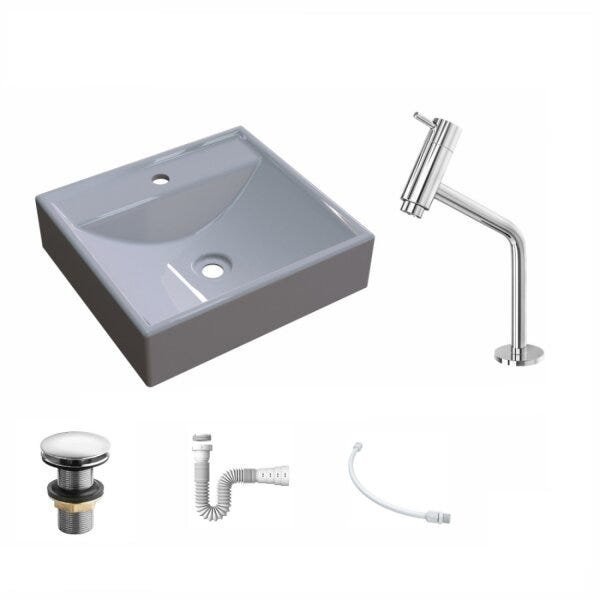Kit Cuba Q39 com Torneira Pratika 1060 Metal e Válvula Click 1 Pol. 1/2 Sifão PVC e Flexível Compace - 2