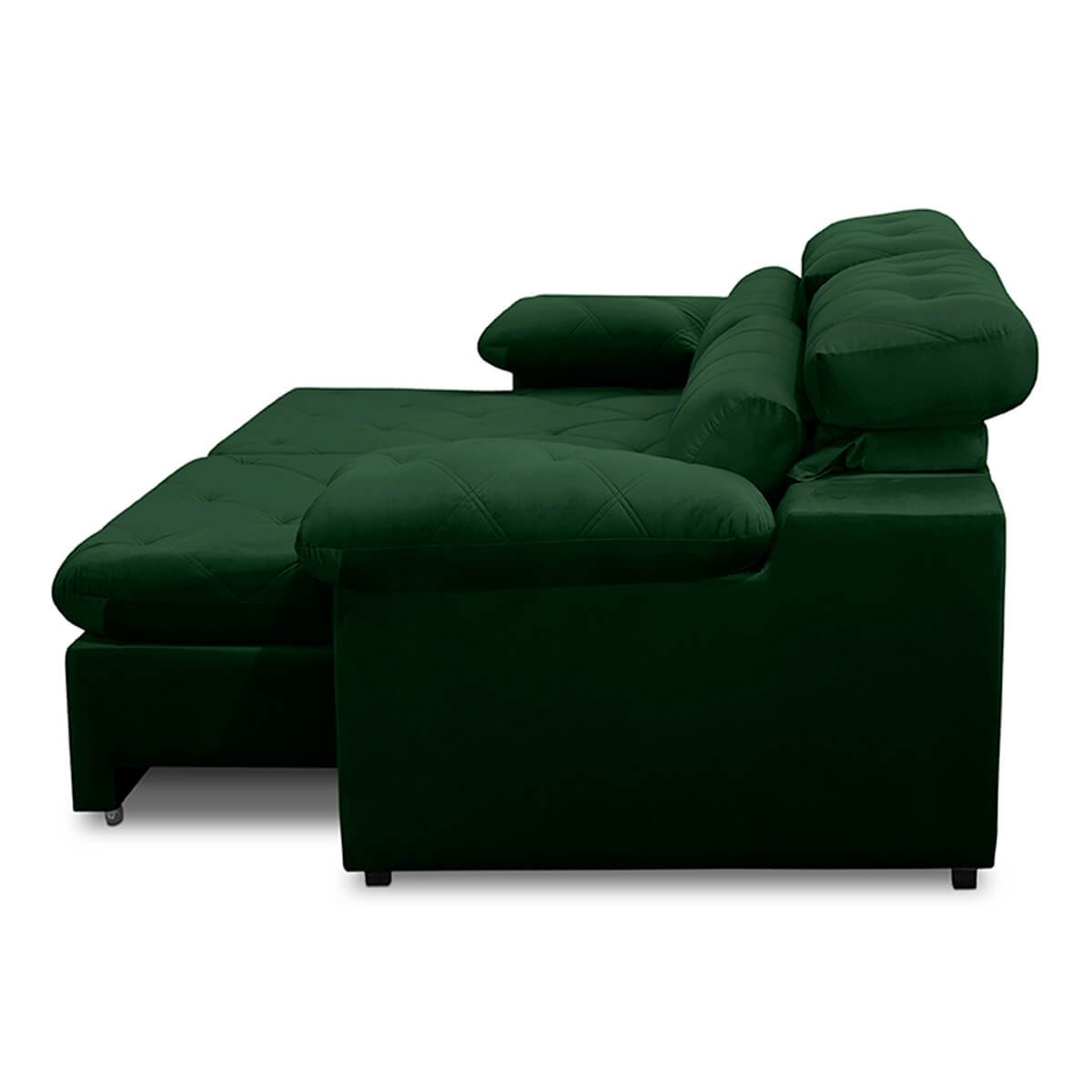 Sofa Retratil Reclinavel 2 Lugares 2,10m Crystal Veludo Verde Lansofbr Lansof Brasil - 4