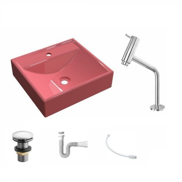 Kit Cuba Q39 com Torneira Pratika 1060 Metal e Válvula Click 1 Pol. 1/2 Sifão PVC e Flexível Compace - 2