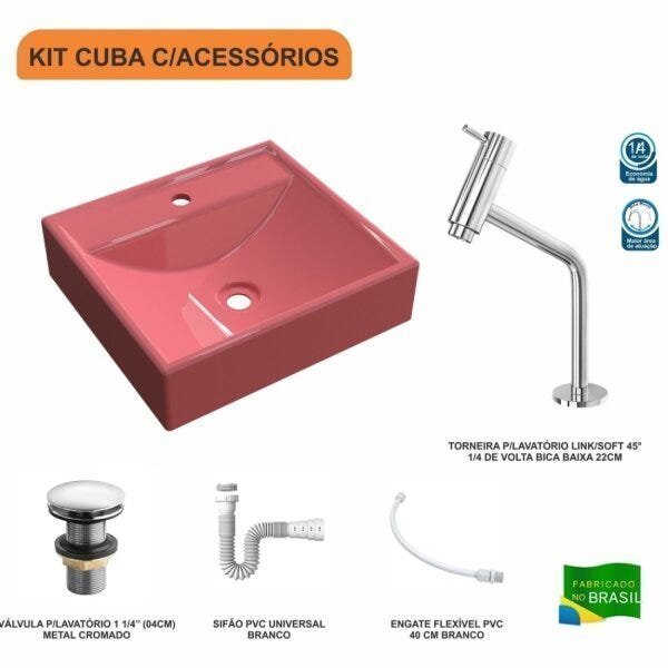 Kit Cuba Q39 com Torneira Pratika 1060 Metal e Válvula Click 1 Pol. 1/2 Sifão PVC e Flexível Compace - 3