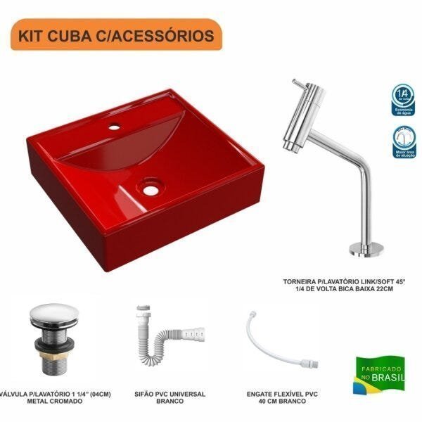 Kit Cuba Q39 com Torneira Pratika 1060 Metal e Válvula Click 1 Pol. 1/2 Sifão PVC e Flexível Compace - 3