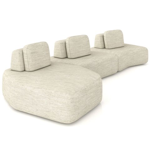 Sofá Ilha Modular para Sala Living Orgânico 480cm Angra K01 Linho Champanhe - Lyam Decor