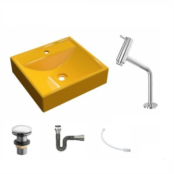 Kit Cuba Q39 com Torneira Pratika 1060 Metal e Válvula Click 1 Pol. 1/2 Sifão Cromado e Flexível Compace - 2