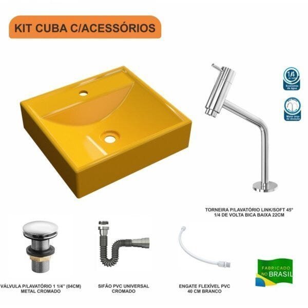 Kit Cuba Q39 com Torneira Pratika 1060 Metal e Válvula Click 1 Pol. 1/2 Sifão Cromado e Flexível Compace - 3