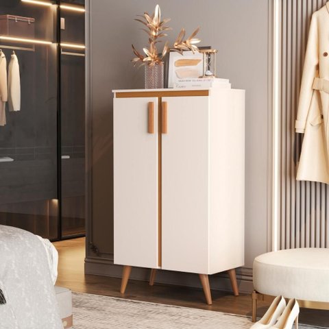 Armário de Sala Off White com Cedro Amadeirado