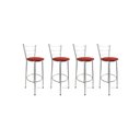 Ver imagem 1 de Kit 4 Banquetas Alta Prata Cozinha Gourmet Americana Balcão:vermelho