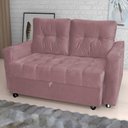 Ver imagem 1 de Sofá Cama 2 Lugares Duleek Veludo Turkey Rosa