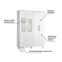 Ver imagem 4 de Dormitório Infantil Retrô Janelas Guarda Roupa, Cômoda e Berço Branco Brilho - Móveis Peroba