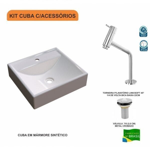 Kit Cuba Q39 com Torneira Pratika 1060 Metal e Válvula 1 Pol. Compace - 3