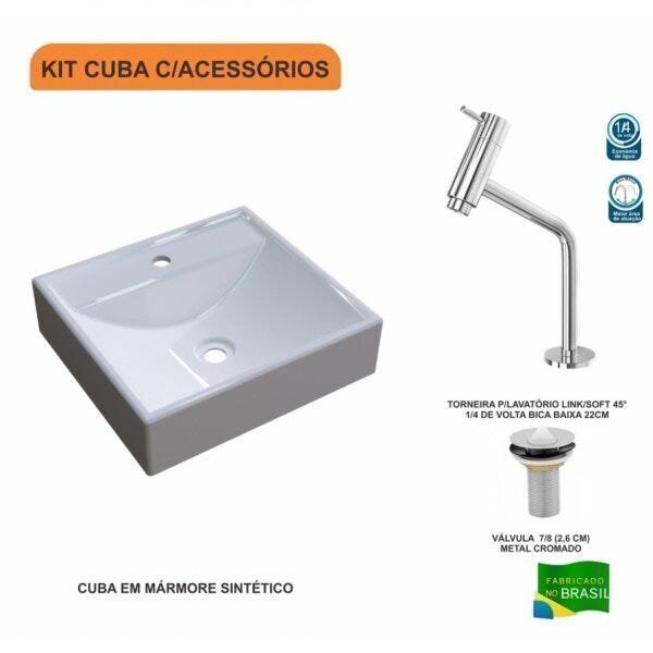 Kit Cuba Q39 com Torneira Pratika 1060 Metal e Válvula 1 Pol. Compace - 3