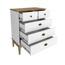 Ver imagem 4 de Cômoda 5 Gavetas 70cm Puxadores Metálicos Cor:mel Branco