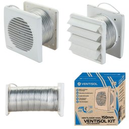Kit Exaustor Banheiro Completo Bivolt 15cm Duto Grade Inseto - 1