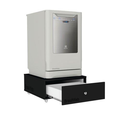 Base Balcão Gaveta com Rodízios para Lava-louças Brastemp 8s Preto