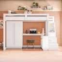 Ver imagem 5 de Cama Alta Beliche Office Infantil/Juvenil com Roupeiro e Escrivaninha Moon Yescasa