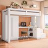 Cama Alta Office Infantil Juvenil com Roupeiro e Escrivaninha Moon Yescasa - 1