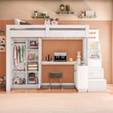 Ver imagem 6 de Cama Alta Office Infantil Juvenil com Roupeiro e Escrivaninha Moon Yescasa