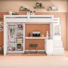 Cama Alta Office Infantil Juvenil com Roupeiro e Escrivaninha Moon Yescasa - 6