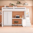 Ver imagem 5 de Cama Alta Beliche Office Infantil/Juvenil com Roupeiro e Escrivaninha Moon Yescasa Branco