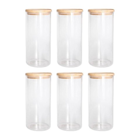 Jogo de 6 Potes Herméticos de Vidro com Tampa de Bambu 1,4l - Dynasty