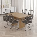 Ver imagem 2 de Mesa de Reunião para Escritório Home Office 136x90cm Branco Me4191 Cor: Amêndoa