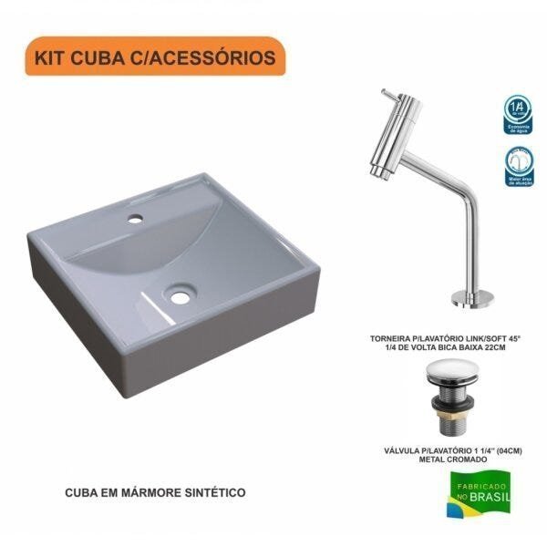 Kit Cuba Q39 com Torneira Pratika 1060 Metal e Válvula Click 1 Pol. 1/2 Compace - 3
