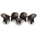 Ver imagem 1 de Conjunto de Poltronas Fibra Sintética Bali - 4 Poltronas + 1 Mesa Centro - Tecido Duna Preto