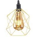 Ver imagem 3 de Pendente Aramado Teto Cálice Luminária Lustre Retrô Balcão + Lâmpada Led ST64 Vintage Dourado
