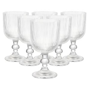 Jogo com 6 Taças Graffiato de Vidro Transparente para Agua ou Suco 370ml