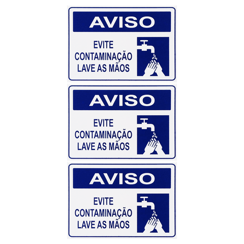 Combo 6 Placas De Sinalização Aviso Evite Contaminação Lave As Mãos 20x15 Acesso - P-37/2 F9e