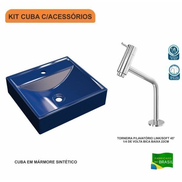 Kit Cuba Q39 com Torneira Pratika 1060 Metal 1/4 Volta Compace - 2