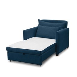 Poltrona Cama Retrátil Solteiro com Rodízio Cloe Bouclê Azul Marinho E03 - D'rossi - 6