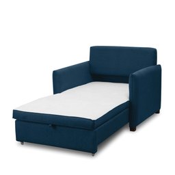Poltrona Cama Retrátil Solteiro com Rodízio Cloe Bouclê Azul Marinho E03 - D'rossi - 7